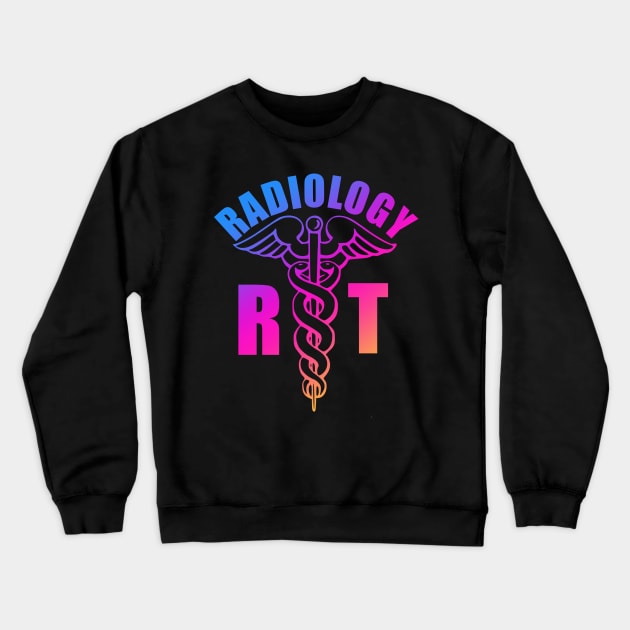 Radiology Technician - Colorful Sunset Caduceus Crewneck Sweatshirt by BDAZ